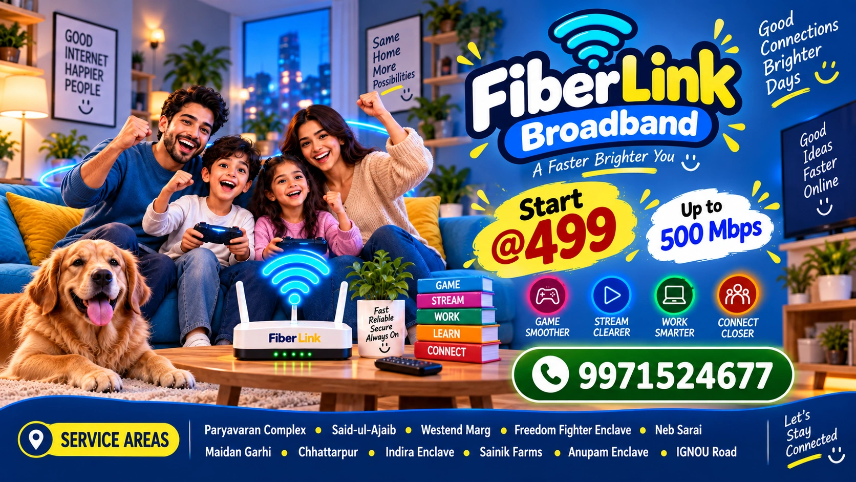 Fiber Link Broadband home internet offer with plans from ₹499 and speeds up to 500 Mbps